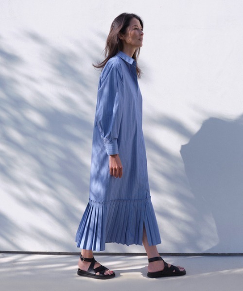 プリーツヘムシャツワンピース styling/（スタイリング）の「プリーツヘムシャツワンピース