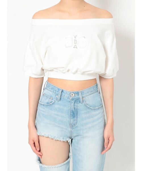 GYDA（ジェイダ）の「Symmetry GYDA エンボス オフショルTOPS（Tシャツ/カットソー・レディース・ブラック/オフホワイト・FREE）」の18枚目の写真