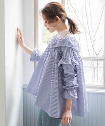 coca（coca） | ストライプフリルブラウス(シャツ/ブラウス)