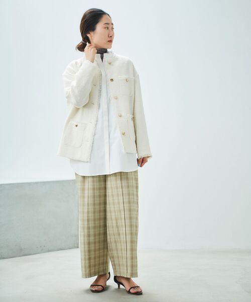 le.coeur blanc(ルクールブラン)の「チェックセンタープレスパンツ(その他パンツ・レディース・ベージュ系その他2/グレー系その他・38)」の8枚目の写真