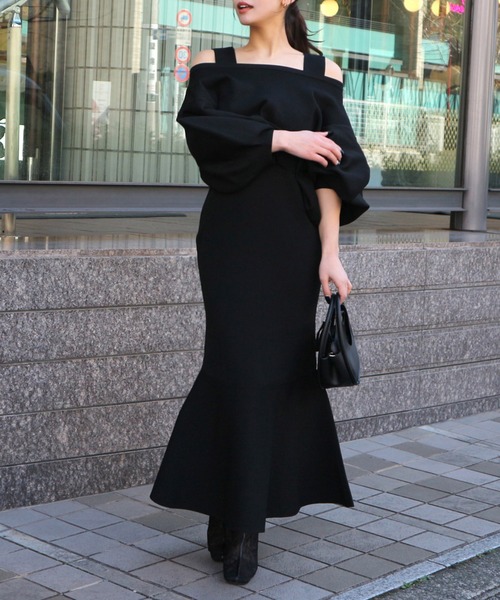 セール】【ZOZO限定】パフスリーブレイヤードマーメイドニット