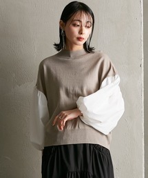 異素材切替　超ワイドスリーブニット [Soiunique]