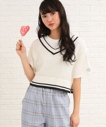 【洗える/2点セットアイテム】メッシュベスト+TシャツSET