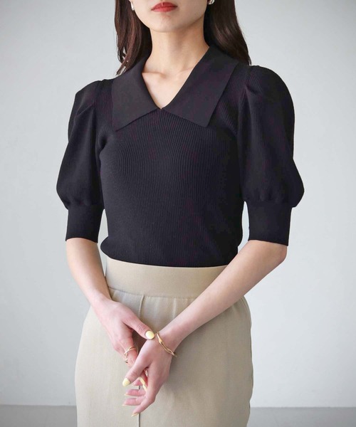 sheller♡シェリエパフスリーブ ブラックニット KNIT – shéller / シェリエ