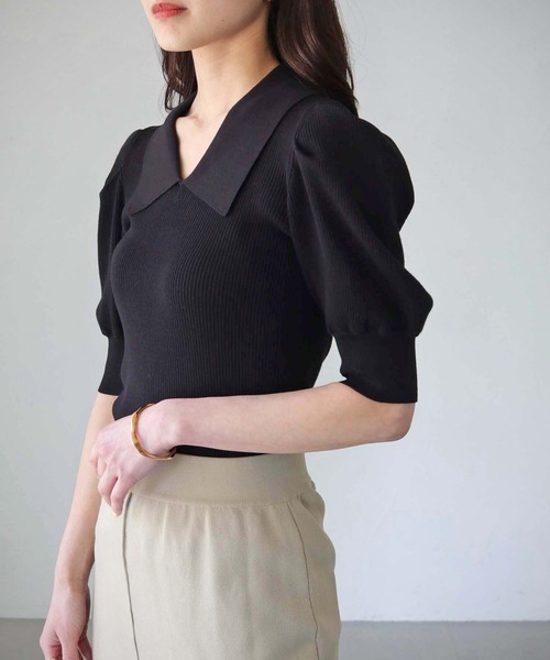 cheriella（シェリエラ）の「【cheriella】WEB限定パフスリーブ衿付きリブニット（ニット/セーター・レディース・ブラック/ブルー/ブラック系その他/アイボリー・M）」の17枚目の写真