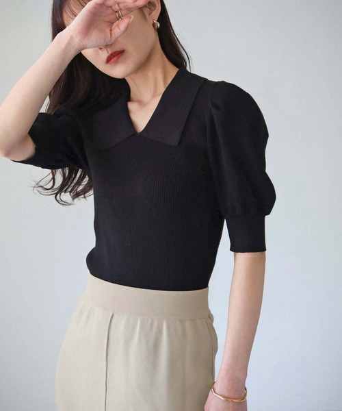 cheriella（シェリエラ）の「【cheriella】WEB限定パフスリーブ衿付きリブニット（ニット/セーター・レディース・ブラック/ブルー/ブラック系その他/アイボリー・M）」の13枚目の写真