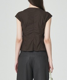 LOW CLASSIC CAP SLEEVE SHIRT ダークブラウン LOW CLASSIC Brown Cap Sleeve Blouse Low Classic