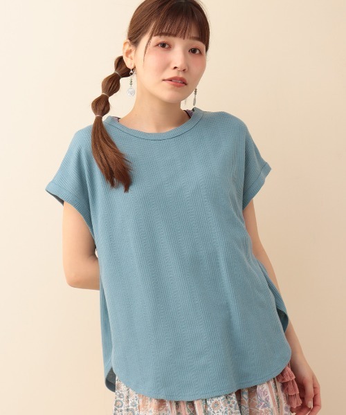 チチカカ(チチカカ)の「ランダムワッフルワンポイントプルオーバー(Tシャツ/カットソー・レディース・ブルー/ライトグリーン/ネイビー・FREE)」の21枚目の写真