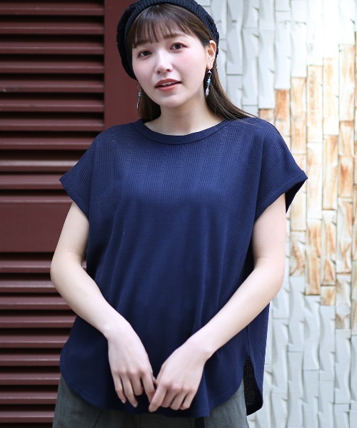 チチカカ(チチカカ)の「ランダムワッフルワンポイントプルオーバー(Tシャツ/カットソー・レディース・ブルー/ライトグリーン/ネイビー・FREE)」の18枚目の写真