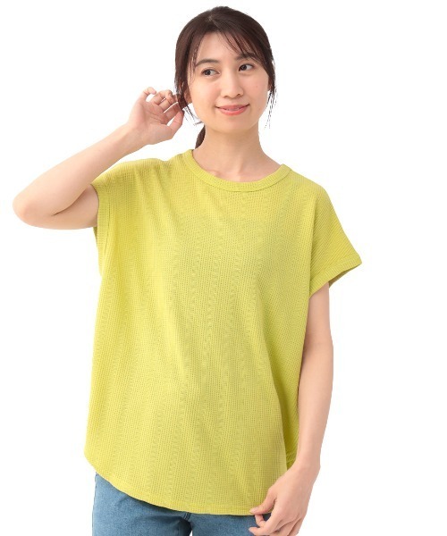 チチカカ(チチカカ)の「ランダムワッフルワンポイントプルオーバー(Tシャツ/カットソー・レディース・ブルー/ライトグリーン/ネイビー・FREE)」の12枚目の写真