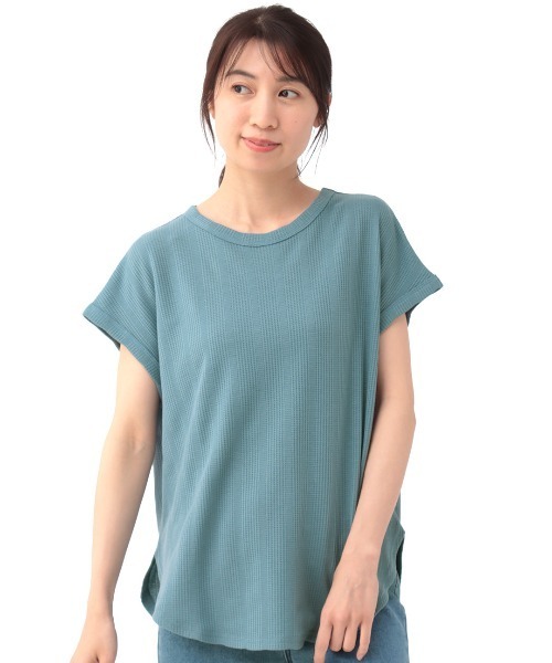 チチカカ(チチカカ)の「ランダムワッフルワンポイントプルオーバー(Tシャツ/カットソー・レディース・ブルー/ライトグリーン/ネイビー・FREE)」の16枚目の写真