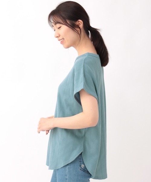 チチカカ(チチカカ)の「ランダムワッフルワンポイントプルオーバー(Tシャツ/カットソー・レディース・ブルー/ライトグリーン/ネイビー・FREE)」の10枚目の写真