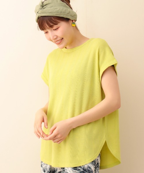 チチカカ(チチカカ)の「ランダムワッフルワンポイントプルオーバー(Tシャツ/カットソー・レディース・ブルー/ライトグリーン/ネイビー・FREE)」の9枚目の写真