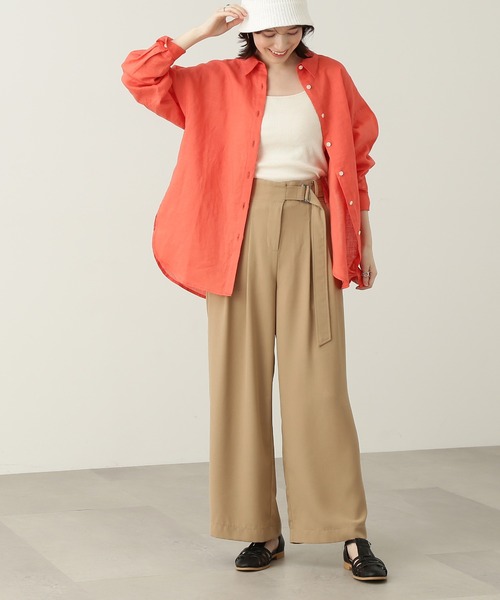 N.（N. Natural Beauty Basic）（エヌエヌナチュラルビューティーベーシック）の「【S Size Line】◆フロントベルトワイドパンツ（デニムパンツ・レディース・ブラック/ベージュ・SMALL/MEDIUM）」の2枚目の写真