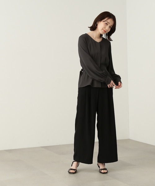 N.（N. Natural Beauty Basic）（エヌエヌナチュラルビューティーベーシック）の「【S Size Line】◆フロントベルトワイドパンツ（デニムパンツ・レディース・ブラック/ベージュ・SMALL/MEDIUM）」の9枚目の写真