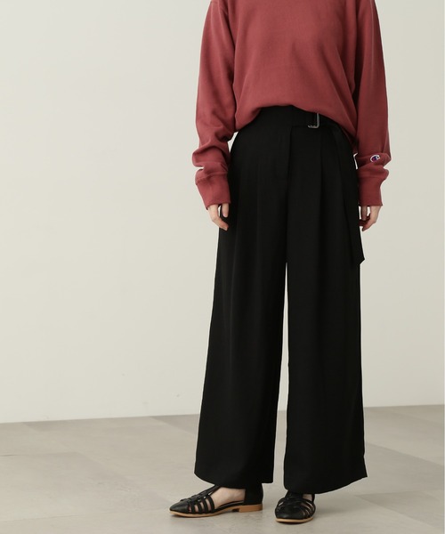 N.（N. Natural Beauty Basic）（エヌエヌナチュラルビューティーベーシック）の「【S Size Line】◆フロントベルトワイドパンツ（デニムパンツ・レディース・ブラック/ベージュ・SMALL/MEDIUM）」の3枚目の写真