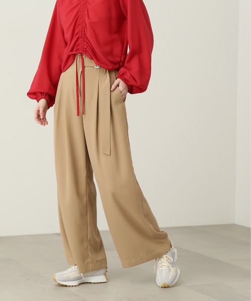 N.（N. Natural Beauty Basic）（エヌエヌナチュラルビューティーベーシック）の「【S Size Line】◆フロントベルトワイドパンツ（デニムパンツ・レディース・ブラック/ベージュ・SMALL/MEDIUM）」の5枚目の写真