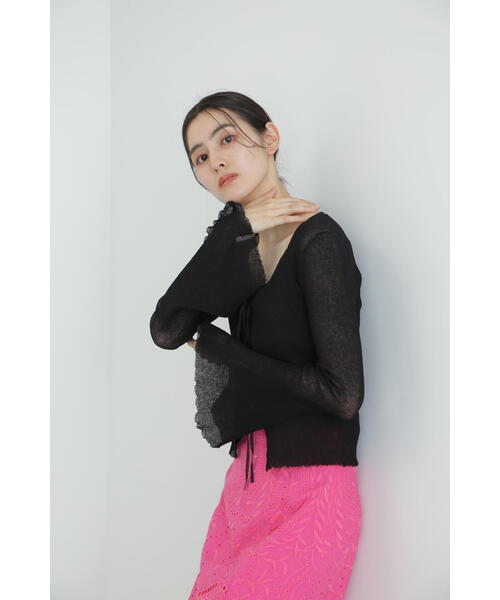 JILL STUART(ジルスチュアート)の「◆シアーリブニットカーディガン(カーディガン/ボレロ・レディース・ブルー/ブラック/レッド・FREE)」の5枚目の写真