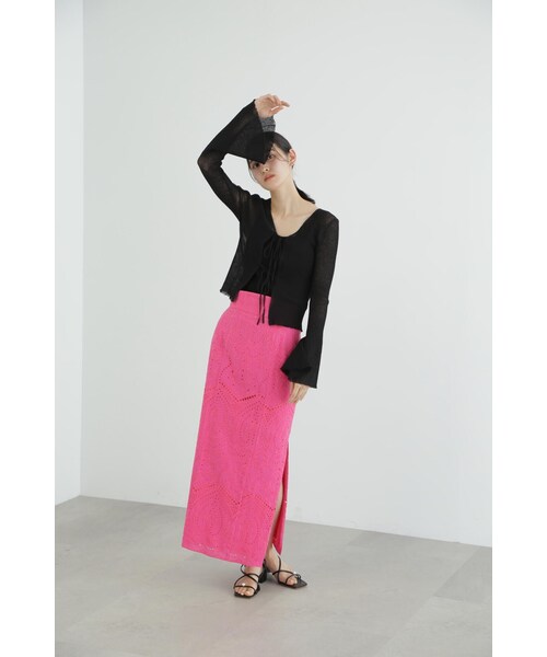 JILL STUART(ジルスチュアート)の「◆シアーリブニットカーディガン(カーディガン/ボレロ・レディース・ブルー/ブラック/レッド・FREE)」の7枚目の写真