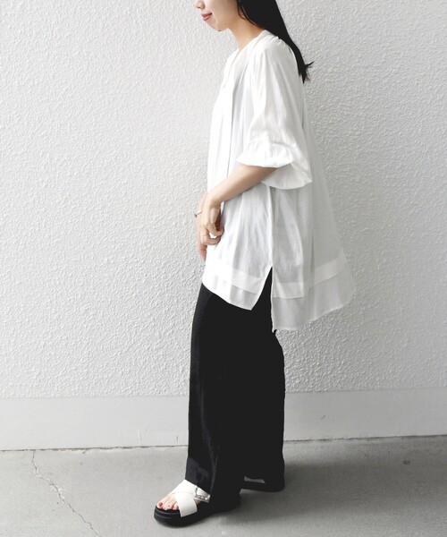 SHIPS any(シップス エニィ)の「SHIPS any:〈洗濯機可能〉レーヨン リネン ギャザー ボリューム ボウタイ ブラウス(シャツ/ブラウス・レディース・ブラック/オレンジ/ホワイト・ONE SIZE)」の19枚目の写真