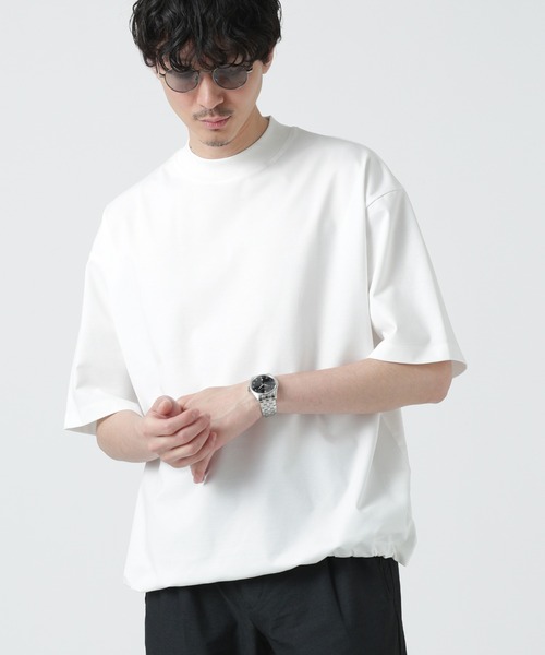 NANO universe（ナノユニバース）の「LB.03/スーピマコットンワイドモックネックTシャツ（Tシャツ/カットソー・メンズ・コーラル/ホワイト/ブラック/ターコイズブルー・M/L）」の2枚目の写真