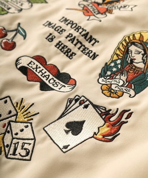 POWER TO THE PEOPLE（パワートゥーザピープル）の「【POWER TO THE PEOPLE/パワー トゥザ ピープル】ルード＆アメリカンイラスト バック刺繍デザイン  ビッグシルエット半袖シャツ（シャツ/ブラウス・メンズ・ブラック/ライトベージュ/ダークオレンジ/マスタード/ブラック系その他/グリーン/アイボリー/イエロー・M/L/XL）」の14枚目の写真