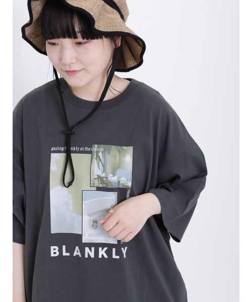 Samansa Mos2（サマンサ モスモス）の「転写プリントTシャツ（Tシャツ/カットソー・レディース・イエロー/キナリ/オフホワイト/チャコールグレー・F）」の3枚目の写真