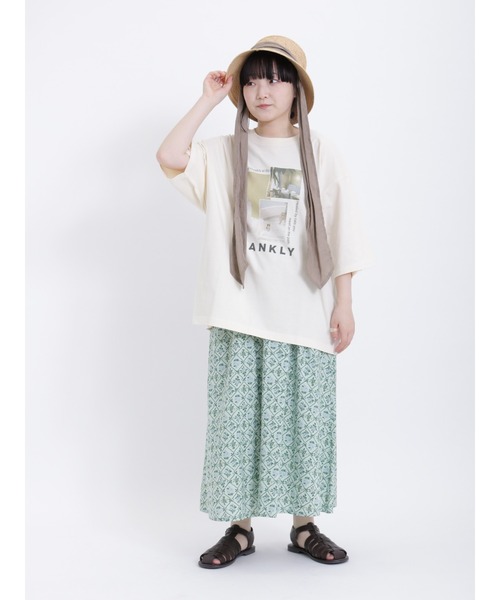 Samansa Mos2（サマンサ モスモス）の「転写プリントTシャツ（Tシャツ/カットソー・レディース・イエロー/キナリ/オフホワイト/チャコールグレー・F）」の18枚目の写真