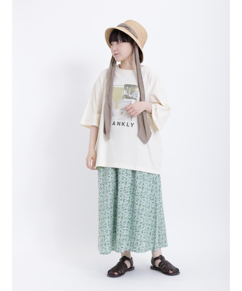 Samansa Mos2（サマンサ モスモス）の「転写プリントTシャツ（Tシャツ/カットソー・レディース・イエロー/キナリ/オフホワイト/チャコールグレー・F）」の19枚目の写真