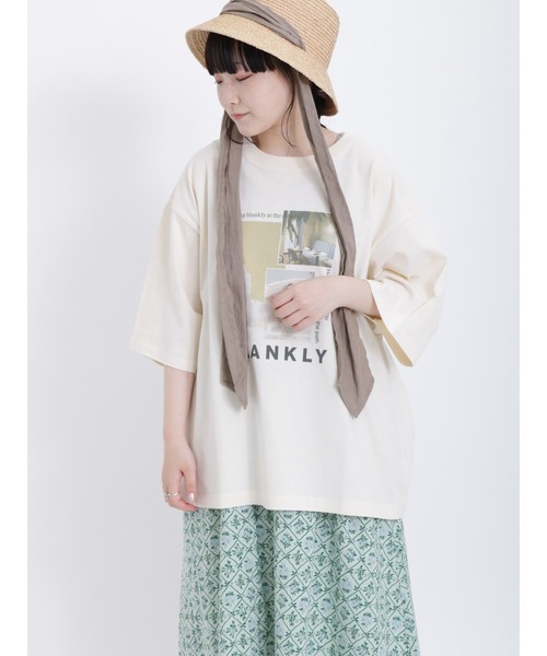 Samansa Mos2（サマンサ モスモス）の「転写プリントTシャツ（Tシャツ/カットソー・レディース・イエロー/キナリ/オフホワイト/チャコールグレー・F）」の17枚目の写真