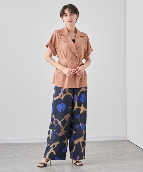 美品 ANAYI リボン ベルト 半袖 ジャケット ベージュ ANAYI コート アウター 「セットアップ対応商品」バイオツイル