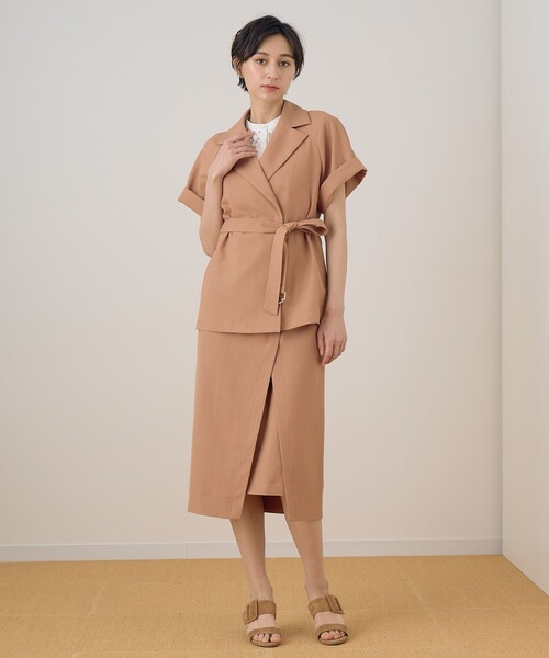 アナイ バイオツイルリボン付きジレ バイオツイルラップタイト