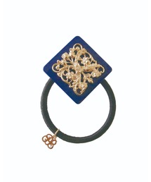 petit bonbon paris（プティボンボンパリス）の「vintage motif hair elastic　navy（ヘアゴム）」
