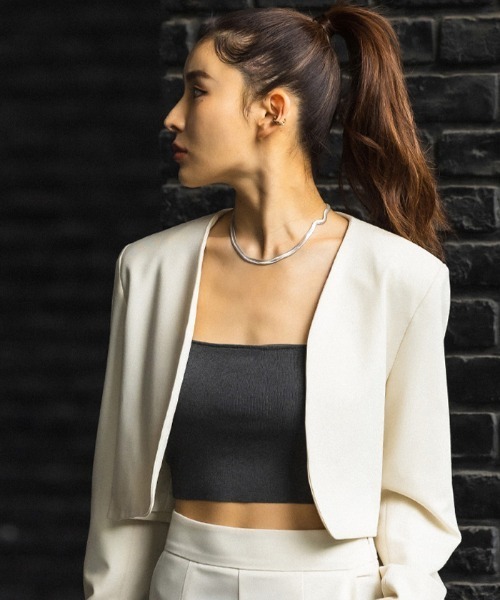 AMBIENT(アンビエント)の「スパゲティストラップカップインニットベア(キャミソール・レディース・ブラック/オフホワイト/ブルー/アッシュ/チャコール・FREE)」の5枚目の写真