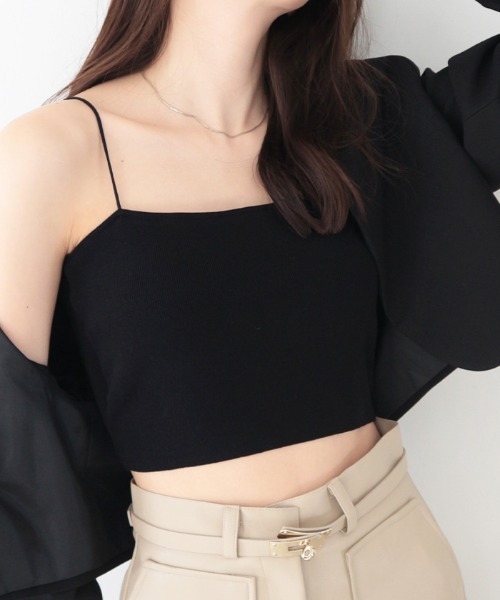 AMBIENT(アンビエント)の「スパゲティストラップカップインニットベア(キャミソール・レディース・ブラック/オフホワイト/ブルー/アッシュ/チャコール・FREE)」の3枚目の写真