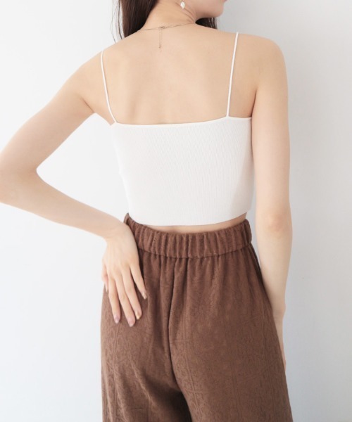 AMBIENT(アンビエント)の「スパゲティストラップカップインニットベア(キャミソール・レディース・ブラック/オフホワイト/ブルー/アッシュ/チャコール・FREE)」の10枚目の写真