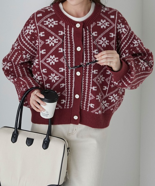 JIL SANDER 22AW ニット ボタン ジャカード ノルディック柄 JIL SANDER 22AW ニット ボタン ジャカード ノルディック柄