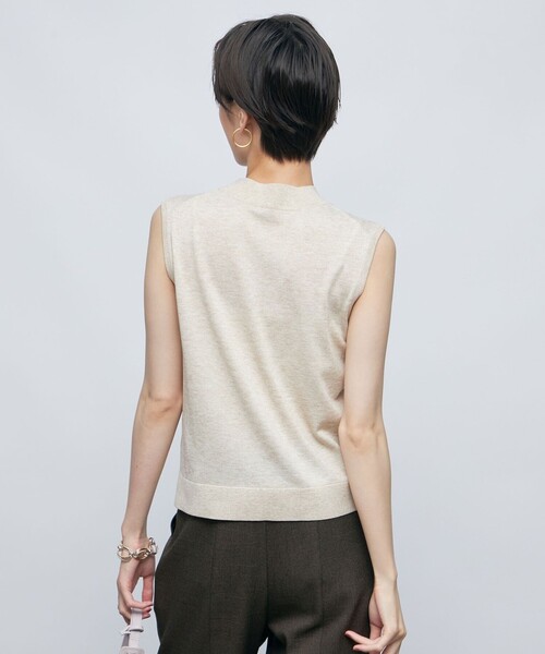 手洗い可能》ラメハイネックノースリーブプルオーバーニット（ニット