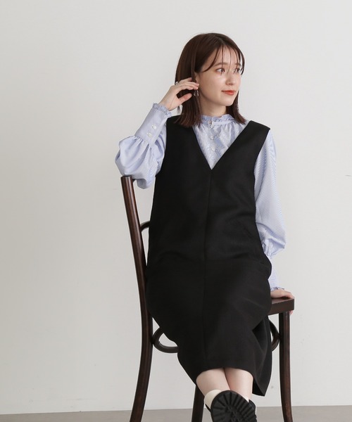 N.（N. Natural Beauty Basic）（エヌエヌナチュラルビューティーベーシック）の「【S Size Line】◆ライトツイードストレートジャンパースカート（ジャンパースカート・レディース・ブラック/グレー・SMALL/MEDIUM）」の4枚目の写真