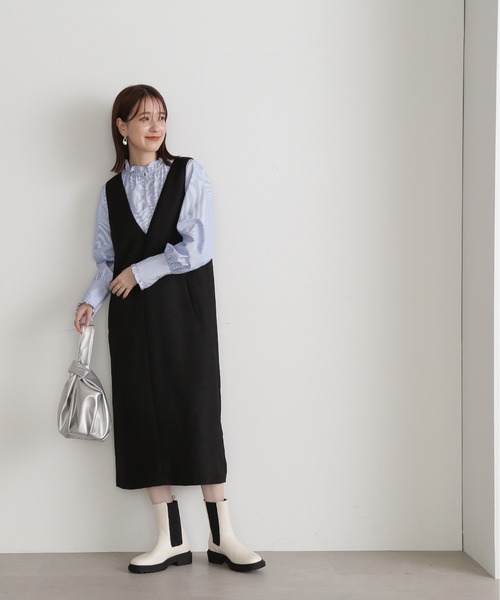 N.（N. Natural Beauty Basic）（エヌエヌナチュラルビューティーベーシック）の「【S Size Line】◆ライトツイードストレートジャンパースカート（ジャンパースカート・レディース・ブラック/グレー・SMALL/MEDIUM）」の6枚目の写真
