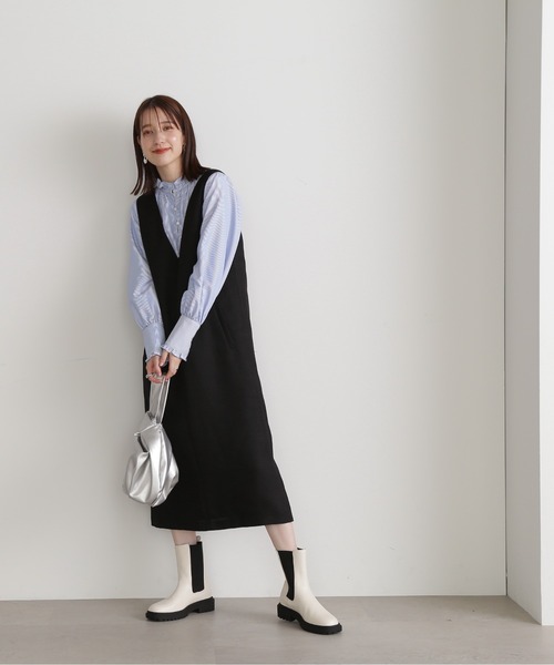 N.（N. Natural Beauty Basic）（エヌエヌナチュラルビューティーベーシック）の「【S Size Line】◆ライトツイードストレートジャンパースカート（ジャンパースカート・レディース・ブラック/グレー・SMALL/MEDIUM）」の7枚目の写真