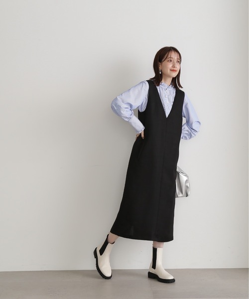N.（N. Natural Beauty Basic）（エヌエヌナチュラルビューティーベーシック）の「【S Size Line】◆ライトツイードストレートジャンパースカート（ジャンパースカート・レディース・ブラック/グレー・SMALL/MEDIUM）」の8枚目の写真