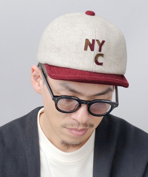 Basiquenti(ベーシックエンティ)の「バイカラー メルトン ショートバイザー(キャップ・メンズ・ブラック/ネイビー/ワイン・FREE)」の3枚目の写真