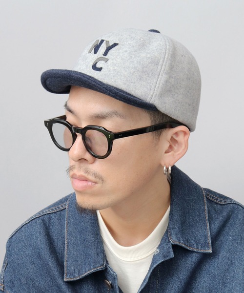 バイカラー メルトン ショートバイザー(キャップ)|Basiquenti バイカラー メルトン ショートバイザー(キャップ)|Basiquenti