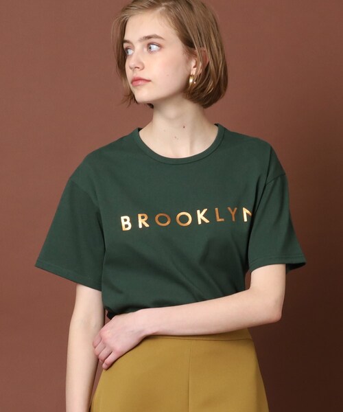 DRESSTERIOR(ドレステリア)の「◆BROOKLYN箔ロゴTシャツ(Tシャツ/カットソー・レディース・グリーン/ネイビー/オフホワイト・36/34/38)」の16枚目の写真