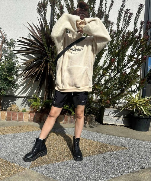 ARCADE（アーケード）の「ハーフジップ 韓国風 オーバーサイズ ボアフリース ニット スウェット スタンドカラー プルオーバー トレーナー -ARCADE Limited Line-（スウェット・レディース・ホワイト/レッド/ブルー・FREE）」の11枚目の写真