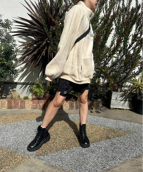 ARCADE（アーケード）の「ハーフジップ 韓国風 オーバーサイズ ボアフリース ニット スウェット スタンドカラー プルオーバー トレーナー -ARCADE Limited Line-（スウェット・レディース・ホワイト/レッド/ブルー・FREE）」の12枚目の写真