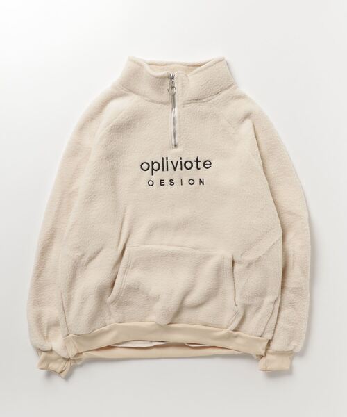 ARCADE（アーケード）の「ハーフジップ 韓国風 オーバーサイズ ボアフリース ニット スウェット スタンドカラー プルオーバー トレーナー -ARCADE Limited Line-（スウェット・レディース・ホワイト/レッド/ブルー・FREE）」の15枚目の写真