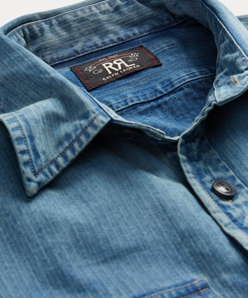 インディゴ ヘリンボーン ツイル ワークシャツ（シャツ/ブラウス