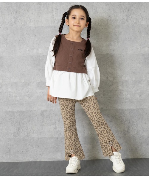 ANAP kids（アナップキッズ）の「コンビトップス【親子お揃い】（Tシャツ/カットソー・キッズ・ラベンダー/ブラック/モカ・130cm/110cm/120cm/100cm）」の7枚目の写真